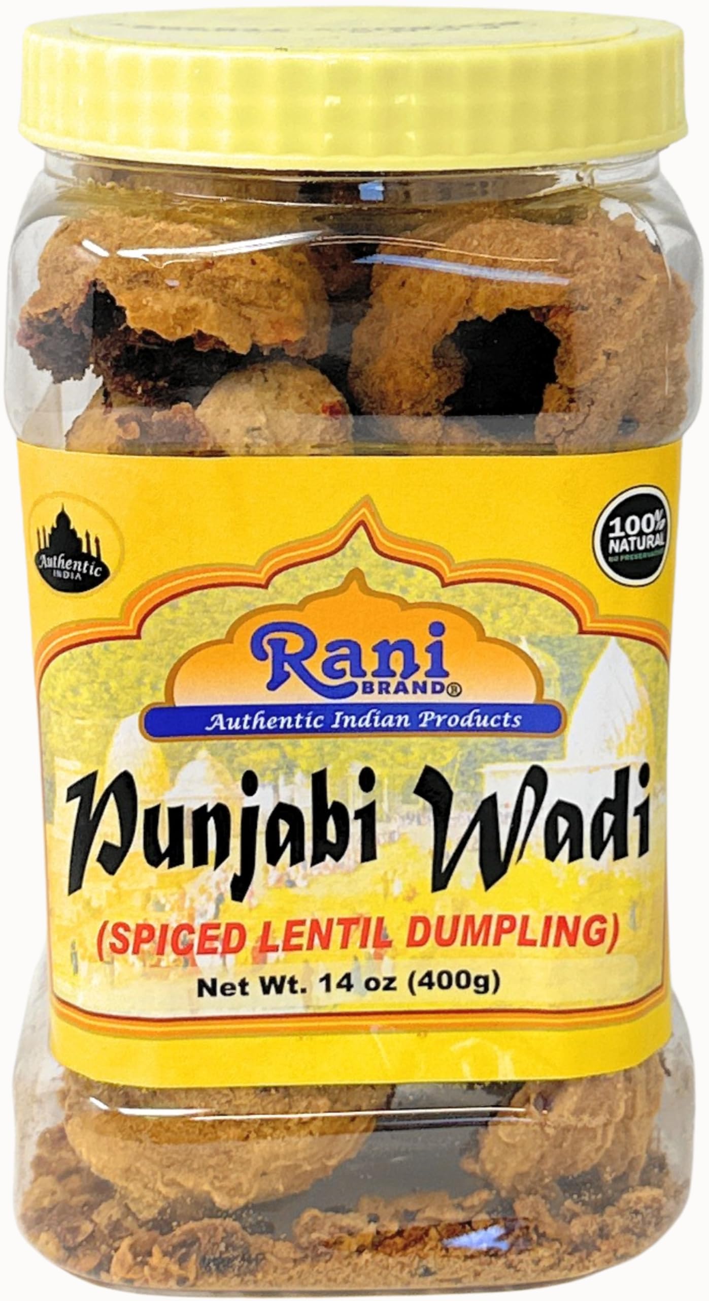 Rani Punjabi Wadi (Vadi) Lentil Spiced Flour Balls 14oz (400g) PET Jar ~ High Protein, All Natural | Vegan | No Colors | Indian 
