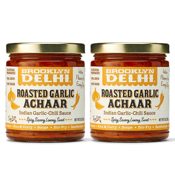 Brooklyn Delhi Roasted Garlic Achaar - 9 Ounces - Spicy, Lemony, Savory, Sweet Flavor - Made with a mix of Indian Spices, Red Ch