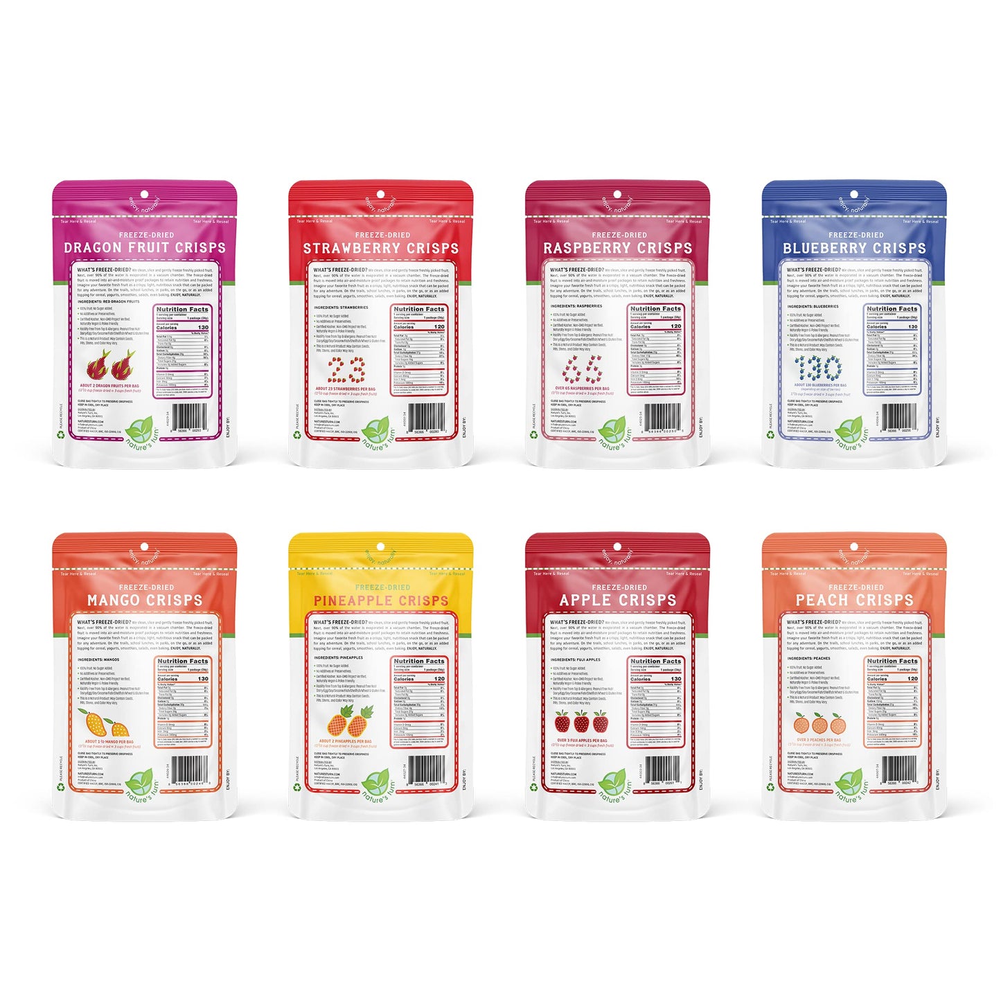 Nature'S Turn Freeze-Dried Fruit Snacks, Superfruit Variety, Pack Of 8 (1.2Oz Each)
