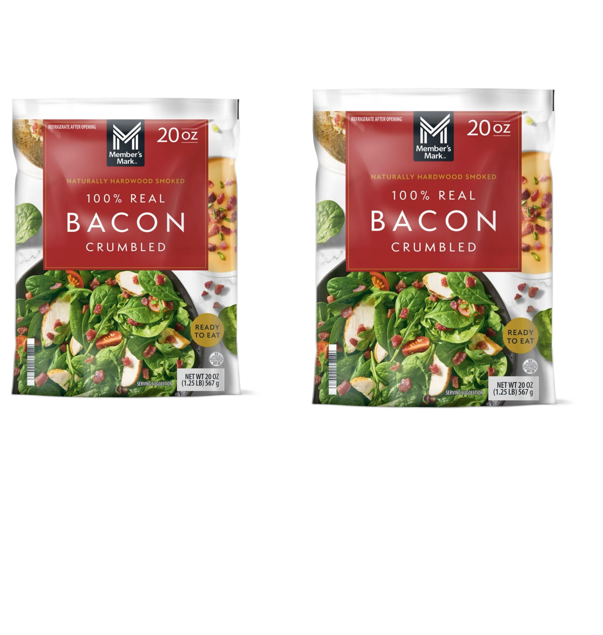 Generic Member Mark Real Crumbled Bacon 20 oz. (2 Pack) - Convenient, Versatile Topping for Salads, Sandwiches, and More