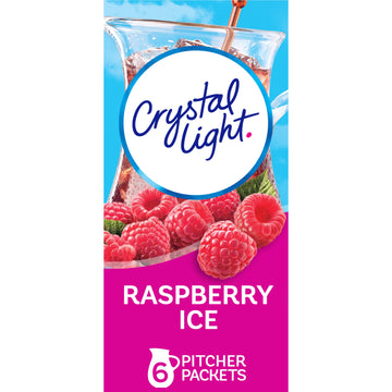 Crystal Light Sugar-Free Raspberry Ice Low Calories Powdered Drink Mix 6 Count(Pack of 12)