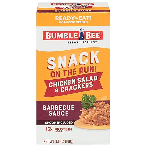 Bumble Bee Snack on the Run BBQ Chicken Salad with Crackers Kit, 3.5 oz - Ready to Eat, Spoon Included - Shelf Stable & Convenie