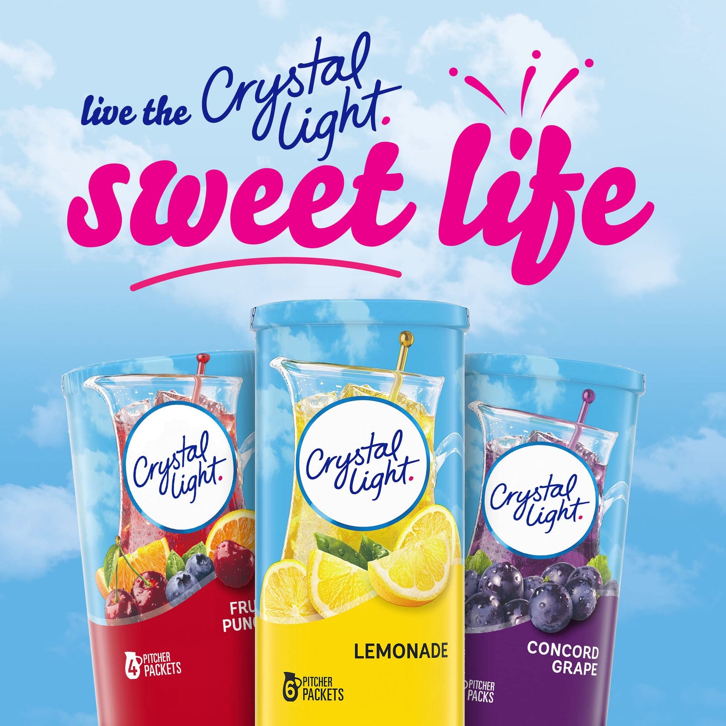 Crystal Light Sugar-Free Lemonade Naturally Flavored Powdered Drink Mix 72 Count Pitcher Packets, 6 Count (Pack of 12)