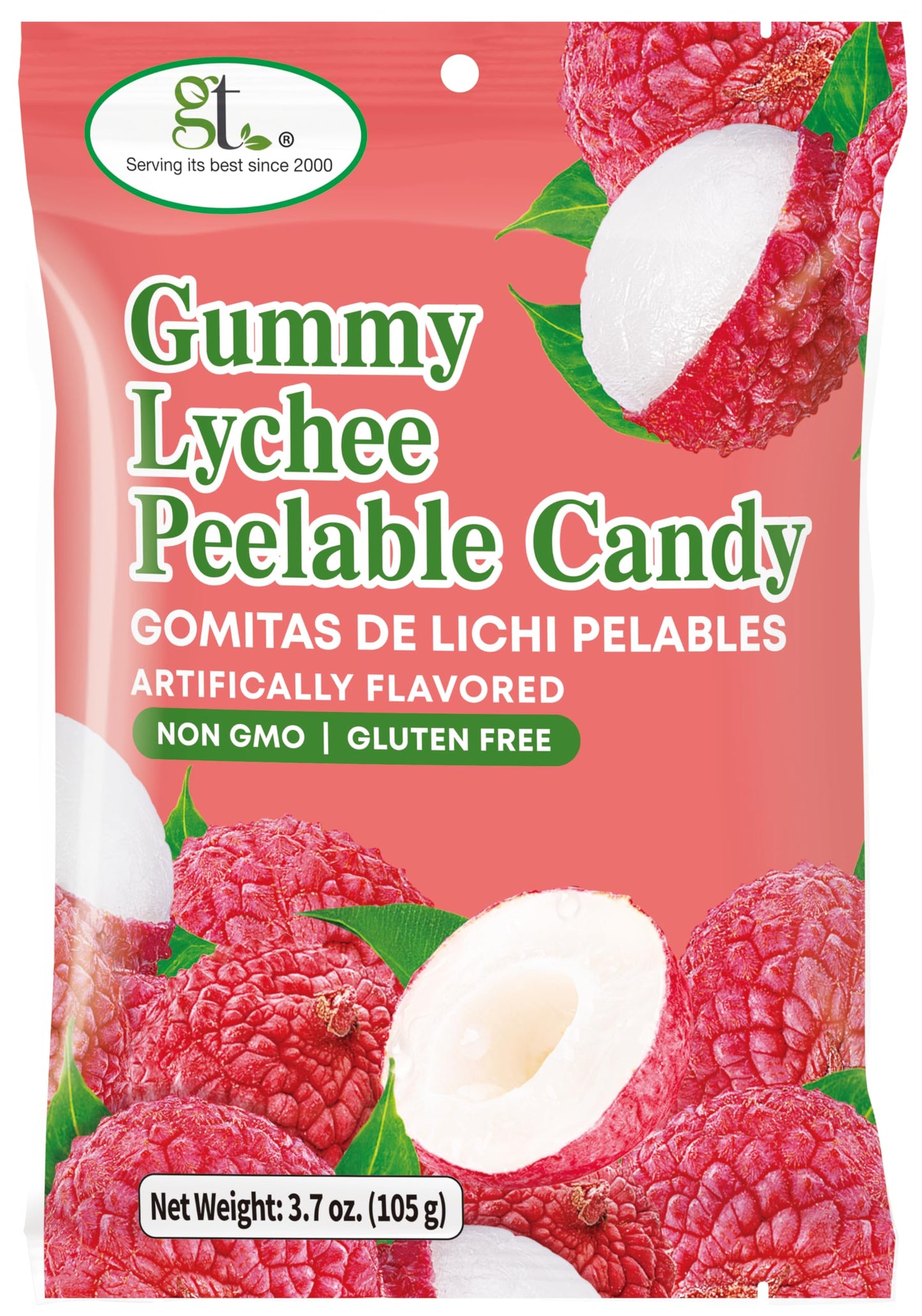 Gt Gummy Lychee Peelable Candy, 3.7 Oz, Non Gmo, Gluten Free (4 Pack)