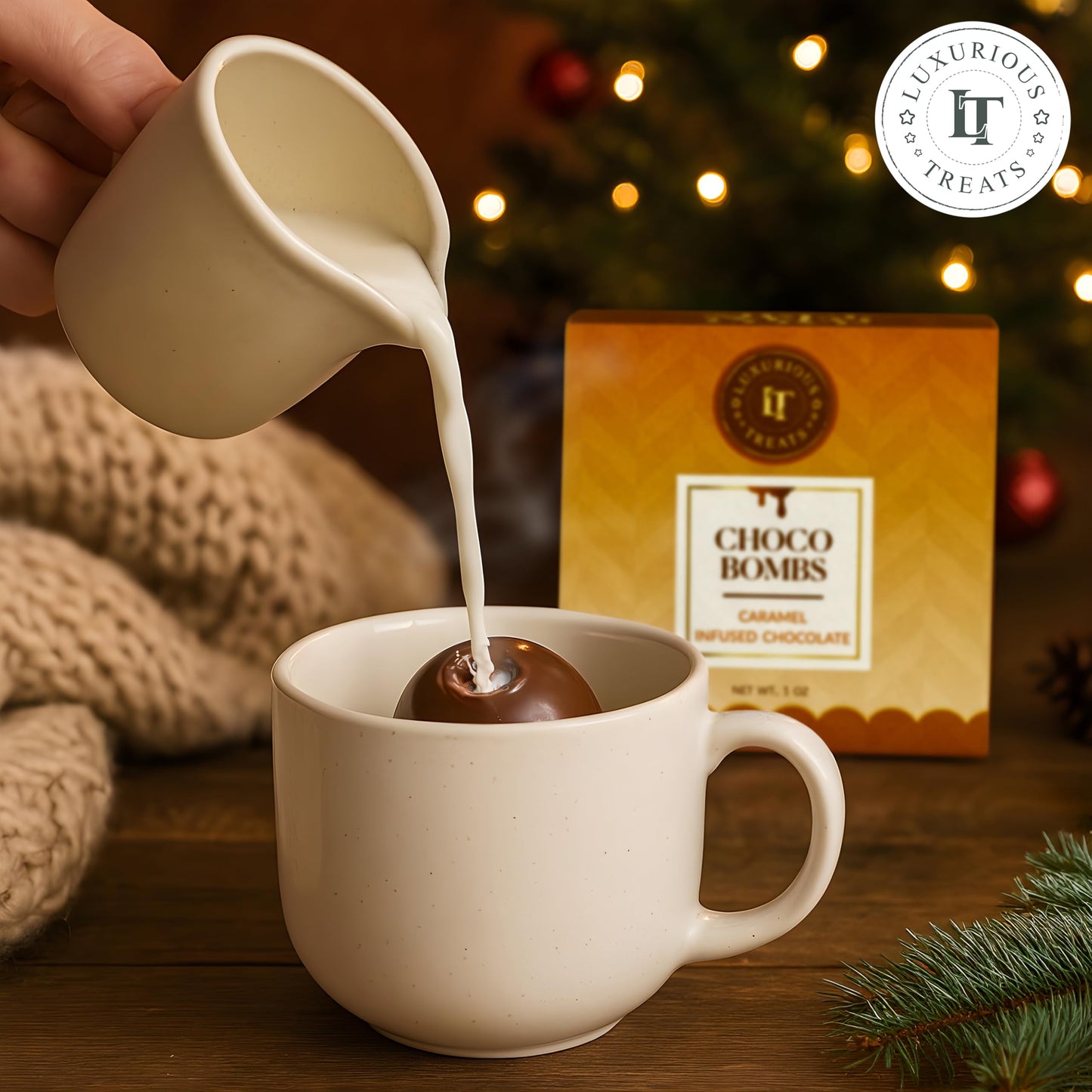 elegant  Hot Chocolate  s  4 Pack Hot Cocoa Balls Holiday Christmas Gift Set with Peppermint  Caramel  Dark and Milk Chocolate Flavors  Individually Wrapped Gourmet Cocoa Balls