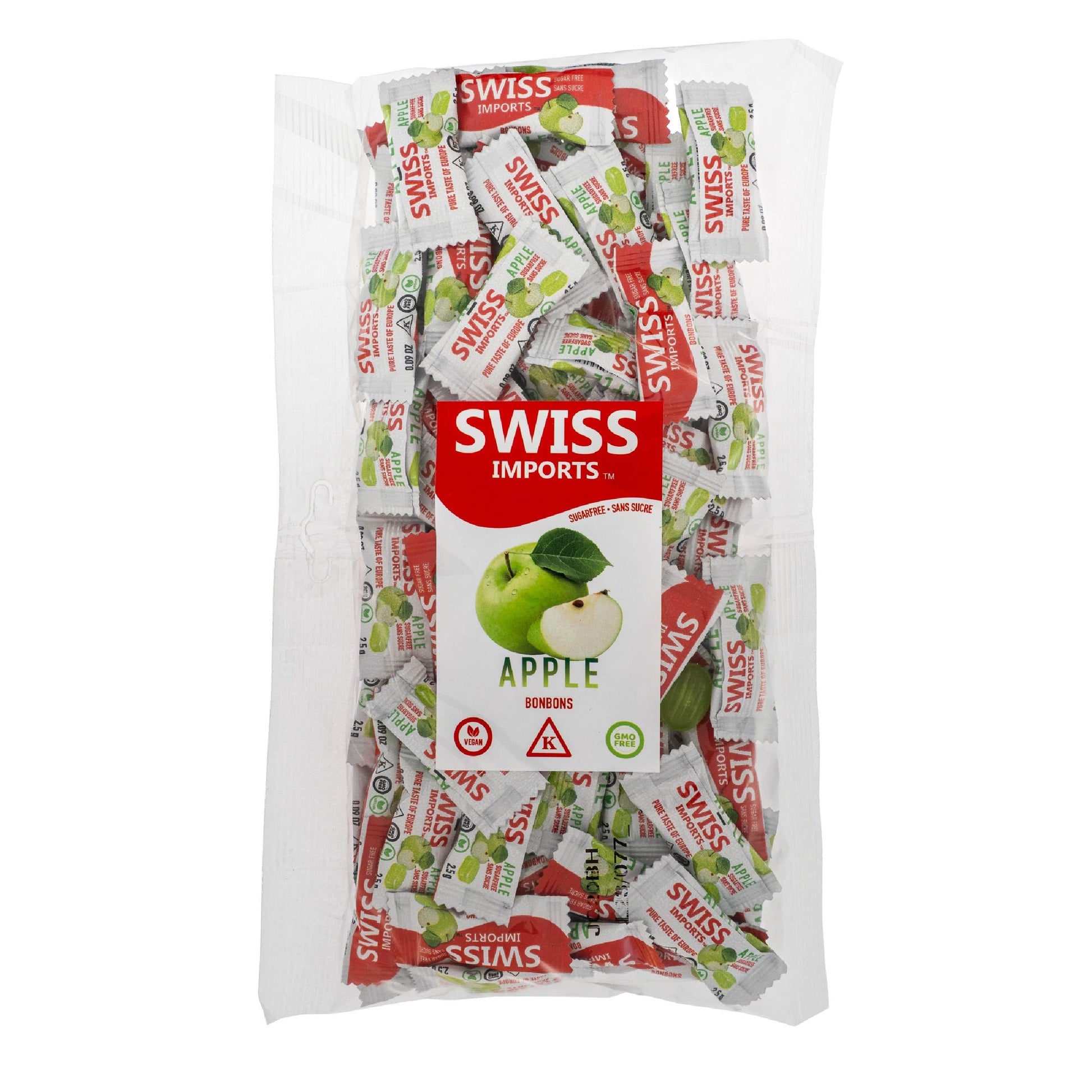 Swiss Imports Sugar Free Bonbons Hard Candy Drops, Apple, 100 Individually Wrapped Pieces, 250g/8.8oz