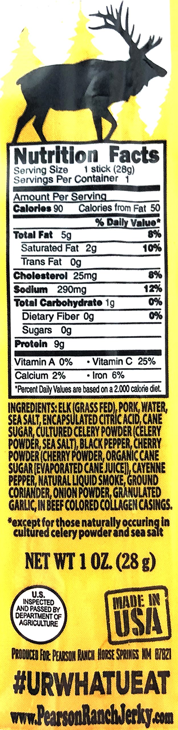 Pearson Ranch Since 1959 Elk Meat Sticks Pack Of 24 1Oz Elk Jerky Sticks Exotic Meat, Low-Carb, Gluten-Free, Msg-Free, High-Prot