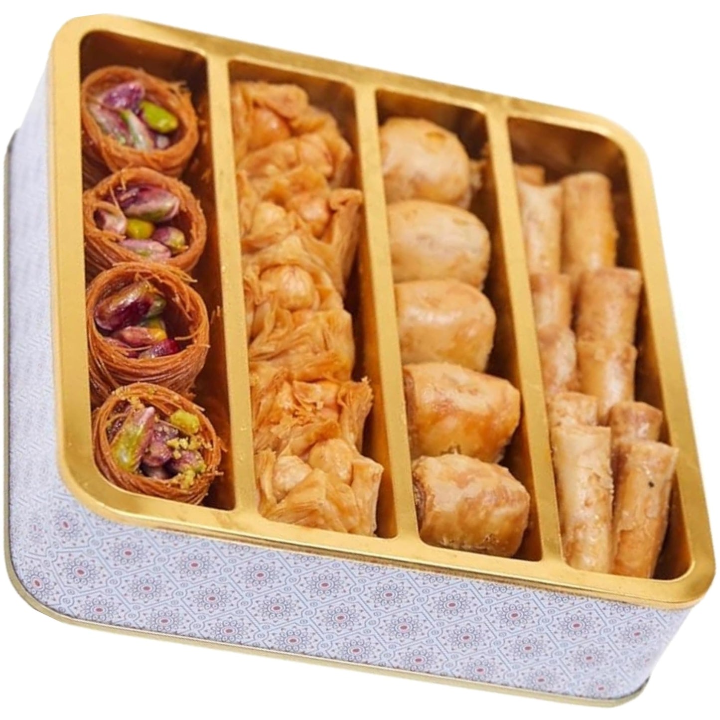 Sarah'S Candy Factory Assorted 0.5 Lb Premium Baklava Pastry Gift Box Halal Snacks, 250 Gr In A Metal Box, Turkish Dessert Ideal