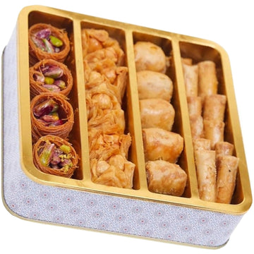 Sarah'S Candy Factory Assorted 0.5 Lb Premium Baklava Pastry Gift Box Halal Snacks, 250 Gr In A Metal Box, Turkish Dessert Ideal