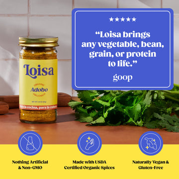 Loisa Adobo Seasoning, USDA Organic, Non-GMO, No-MSG, No Preservatives, No Artificial Coloring, No Artificial Flavors, 2.9oz, Pa