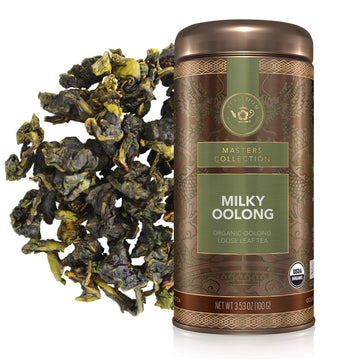 Teabloom Organic Oolong Tea, Milky Oolong Loose Leaf Tea, Rolled Leaves Famous for its Milky Taste and Silky Texture, 3.53 oz/10