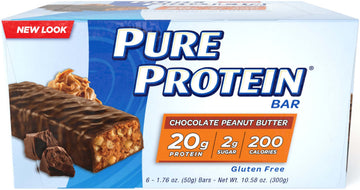 Pure Protein--High Protein Bar Chocolate Peanut Butter--Protein Bars--20 Grams Of Protein Per Bar--Gluten Free--6-1.76-Ounce Bars
