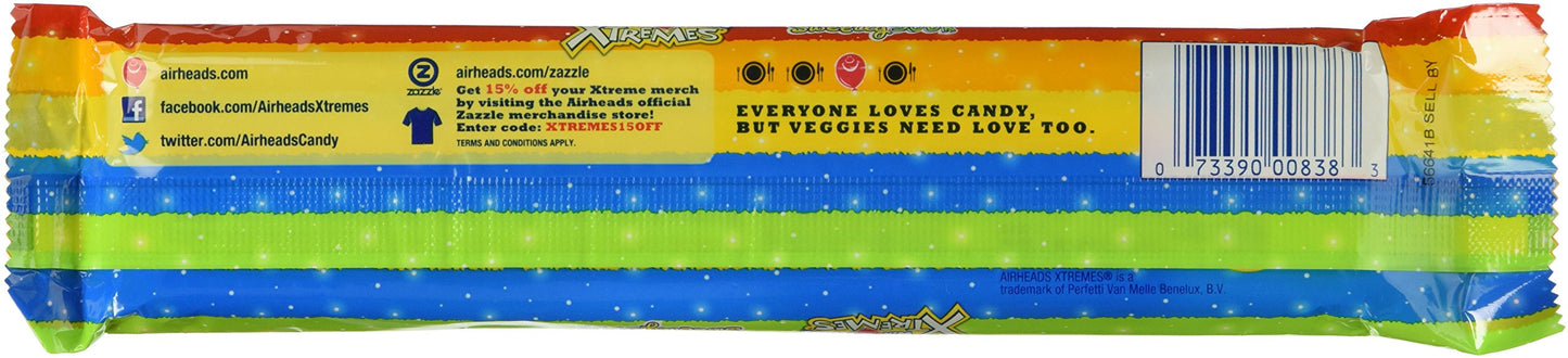 Airheads Extremes Sour Candy, Rainbow Berry, 2 Ounce (Pack Of 4 Individual Packages)