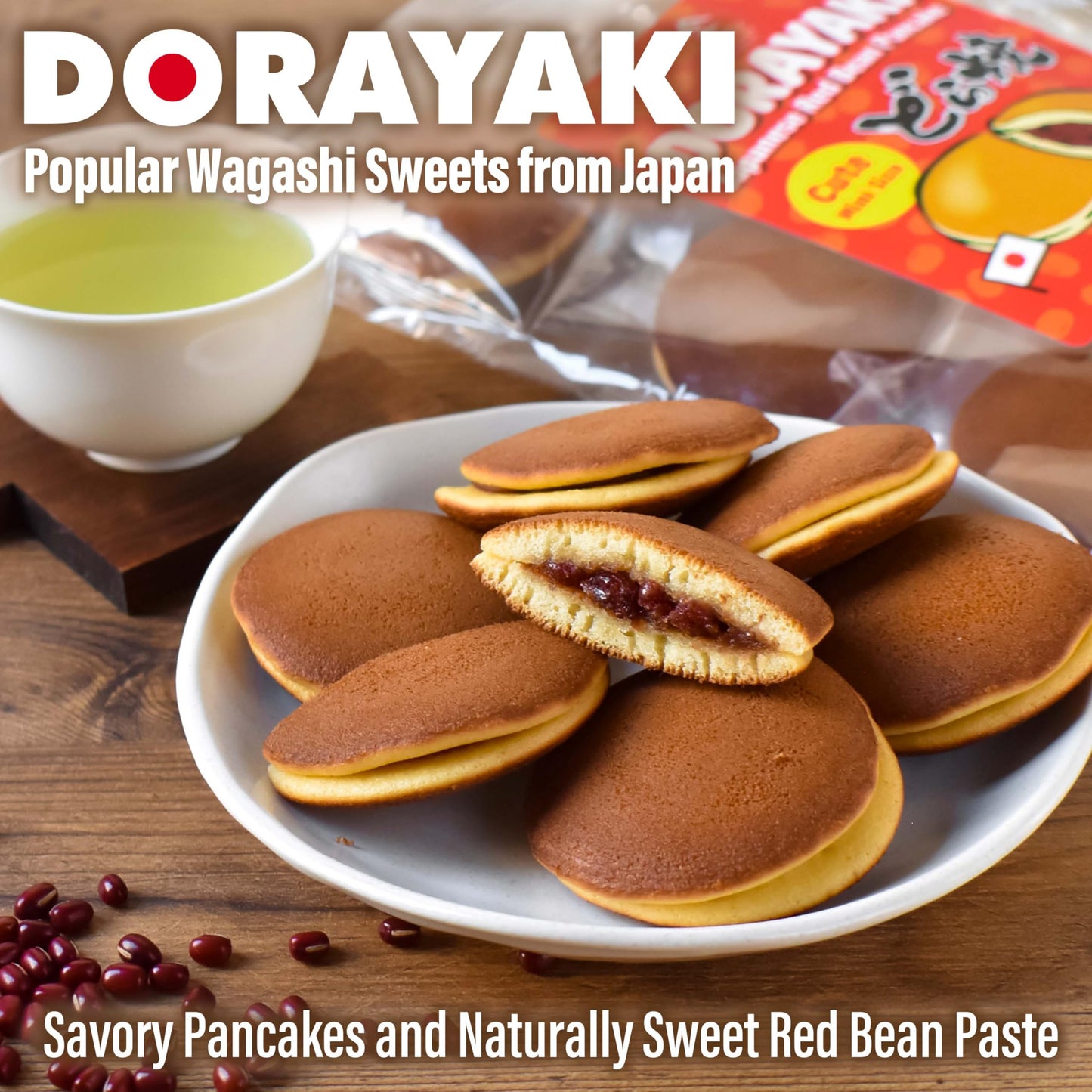 YAMASAN KYOTO UJI Dorayaki Japanese Red Bean Pancake, Traditional Japanese Wagashi Sweets, Cute Mini Size, Individually Wrapped,