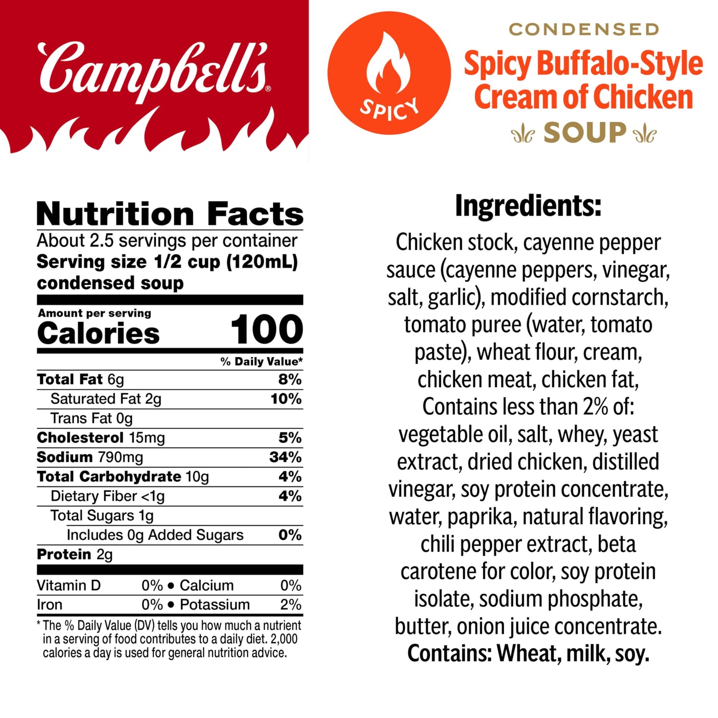 Campbells Condensed Spicy Buffalo-Style Cream of Chicken Soup  10.5 oz Can (Case of 12)