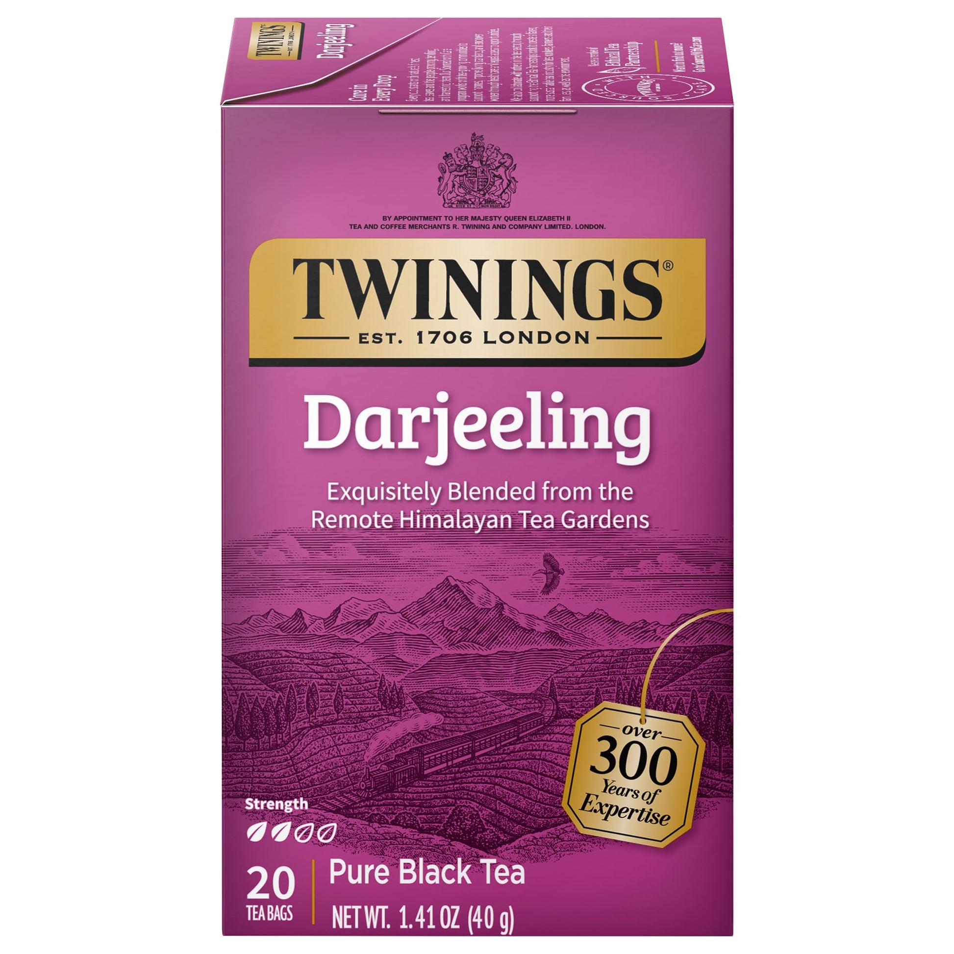 Twinings Darjeeling Black Tea Individually Wrapped Bags, 20 Count (Pack Of 6), Delicate Light Taste, Caffeinated, Enjoy Hot Or Iced | Packaging May Vary