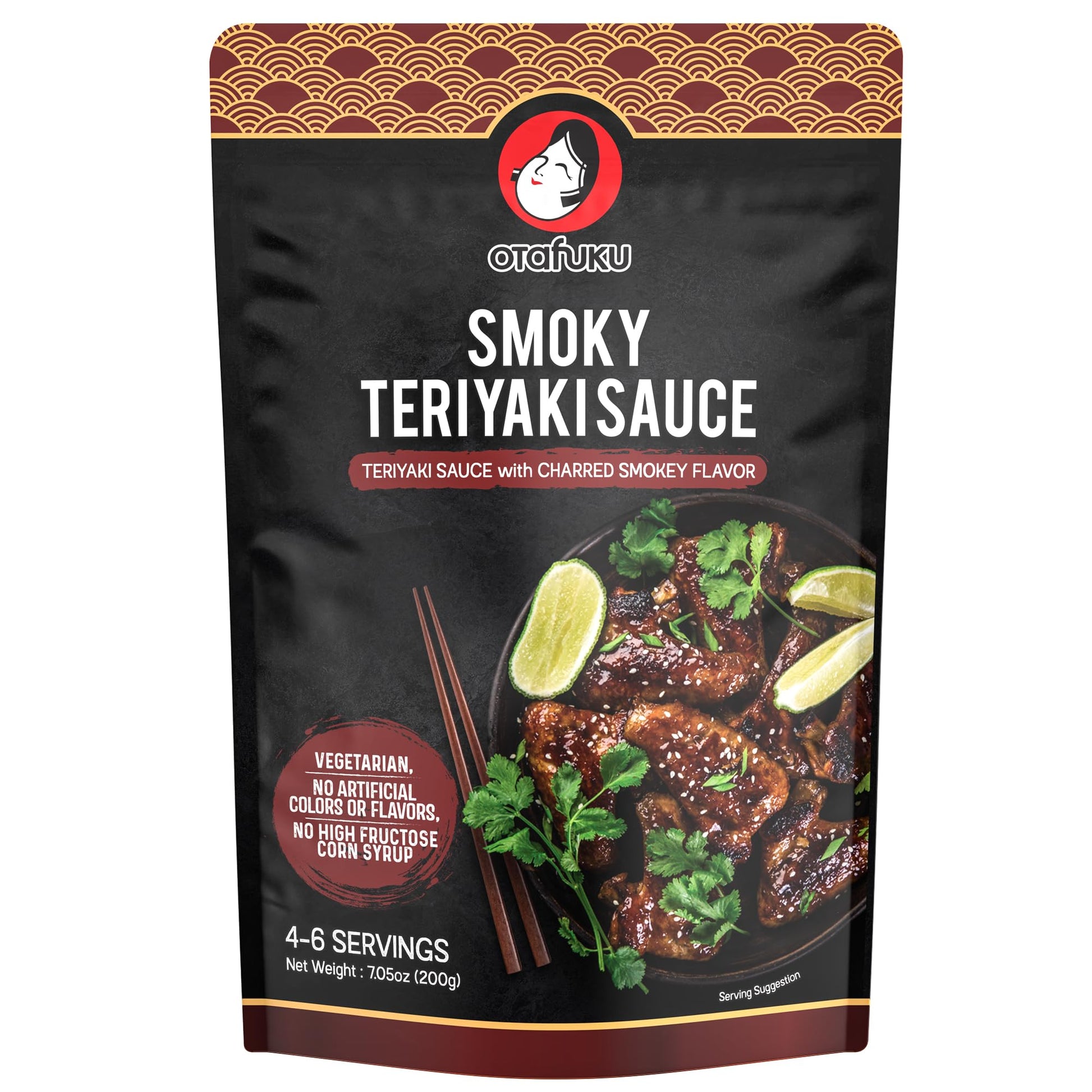 Otafuku Smoky Teriyaki Sauce - Authentic Japanese Stir Fry Sauce - Vegetarian, No Artificial Flavors, Colors Or Preservatives - 7.5Oz (1 Pouch)