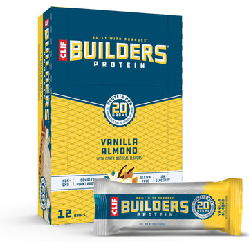 Clif Builders - Vanilla Almond Flavor - Protein Bars - Gluten-Free - Non-Gmo - Low Glycemic - 20G Protein - 2.4 Oz. (12 Count)
