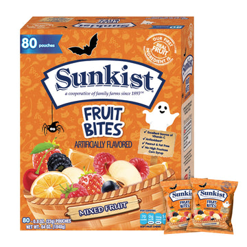 Sunkist Halloween Fruit Snacks Variety Pack - 80 Count (64 oz) Individually Wrapped Candy, Halal, Peanut-Free, Fat-Free Bulk Mix