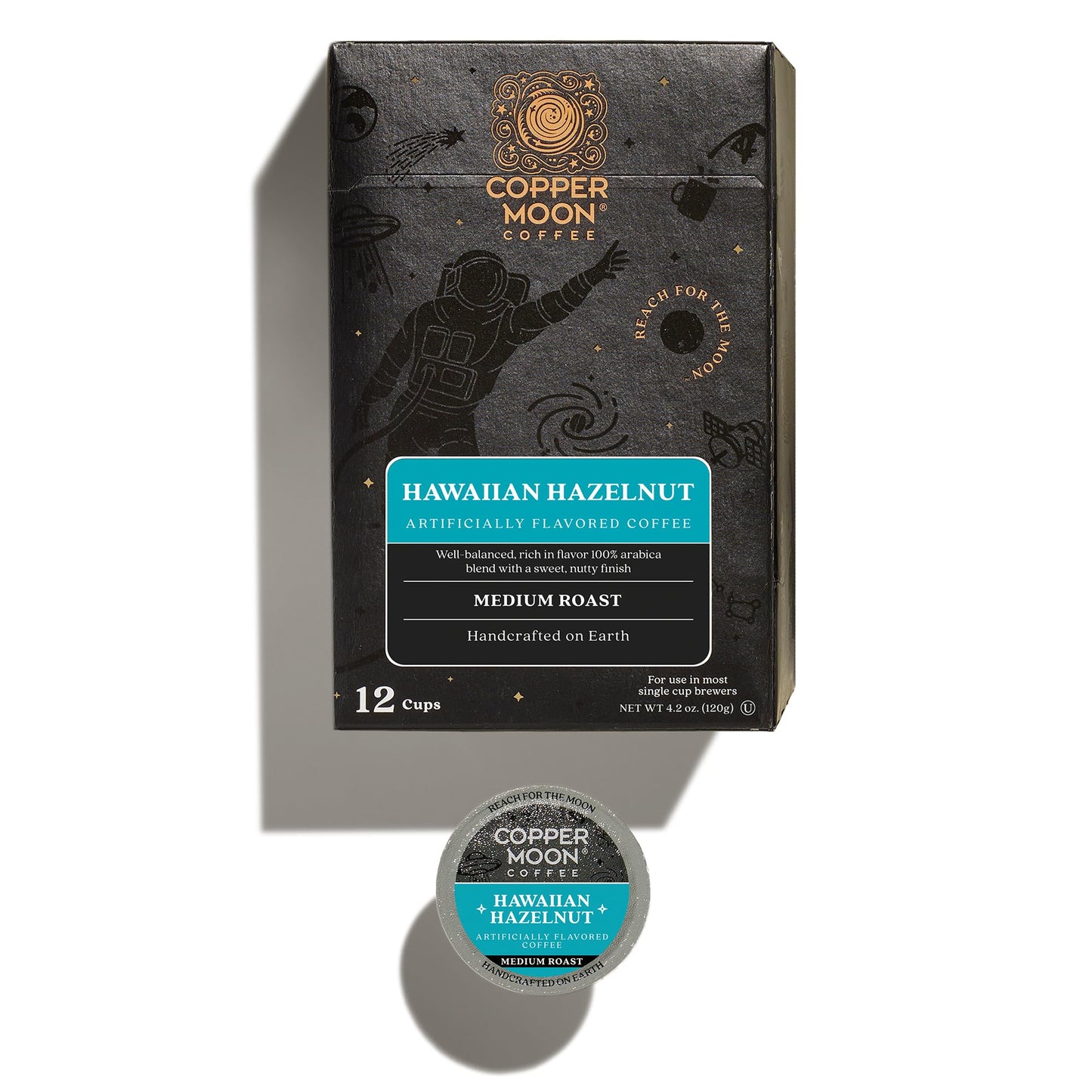 Copper Moon Hawaiian Hazelnut Coffee Pods for Keurig - Medium Roast, 12 Count