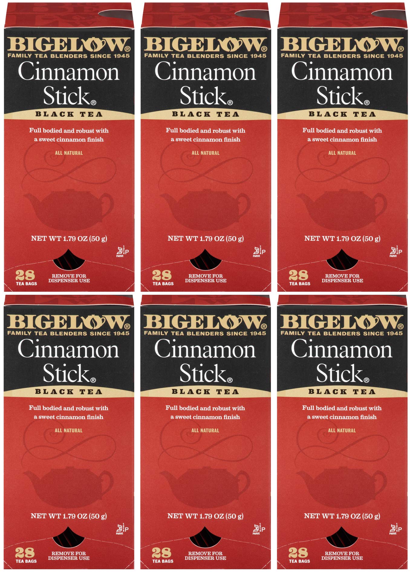 Bigelow Cinnamon Stick Black Tea Bags 28-Count Boxes (Pack Of 6) Cinnamon Flavored Black Tea Naturally & Artificially Flavored