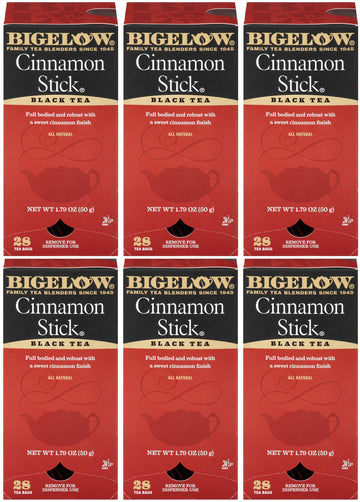 Bigelow Cinnamon Stick Black Tea Bags 28-Count Boxes (Pack Of 6) Cinnamon Flavored Black Tea Naturally & Artificially Flavored
