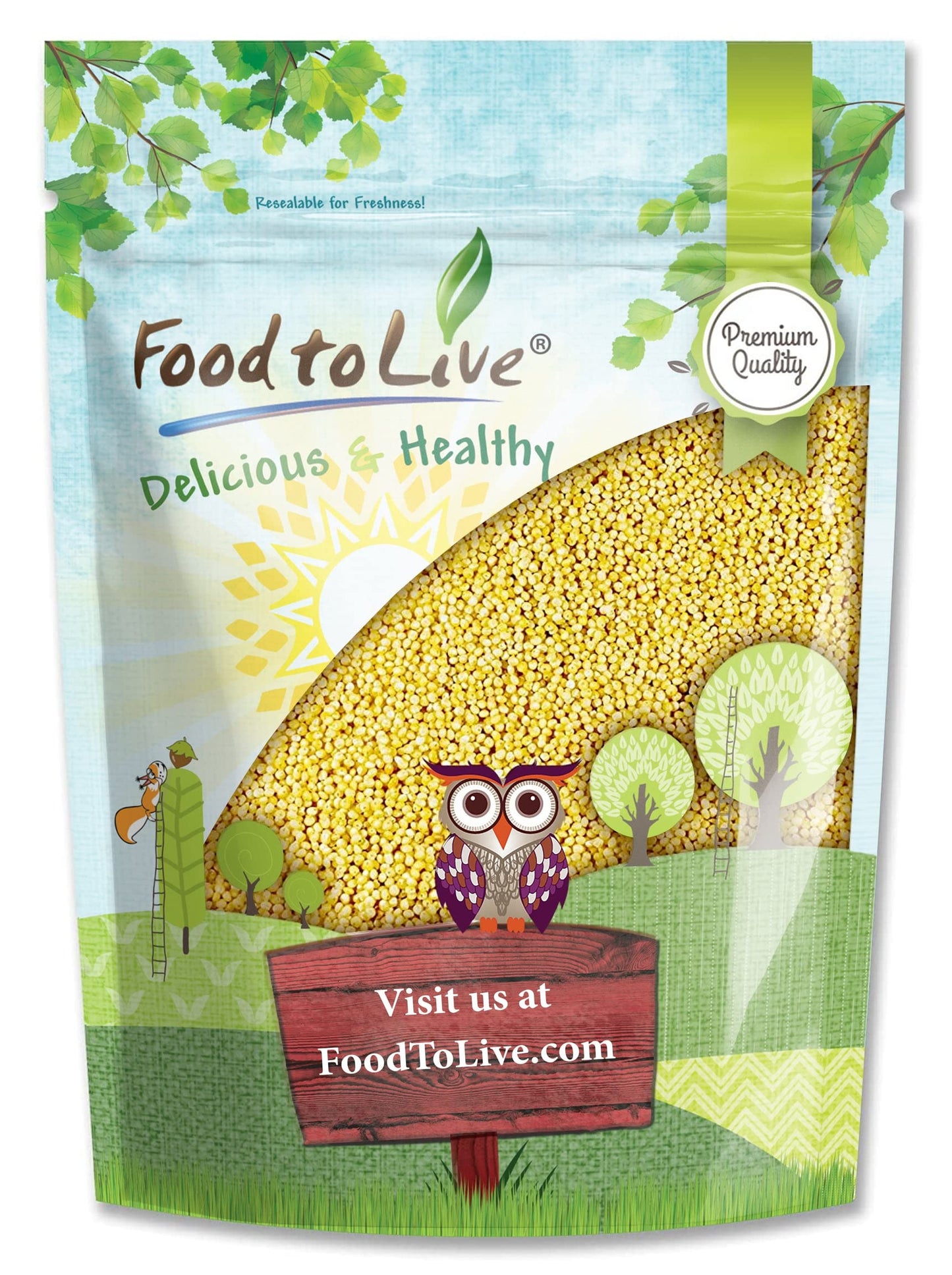 Food to Live Hulled Millet, 1 Pound - Whole Grain Seeds, Kosher, Raw, Bulk