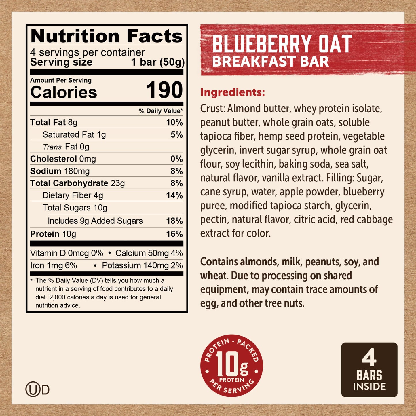 Kodiak Cakes Soft Baked Sandwich Breakfast Bar, Blueberry Oat, High Protein, 100% Whole Grains, 12 Boxes With 4 Bars Each (48 Bars Total)