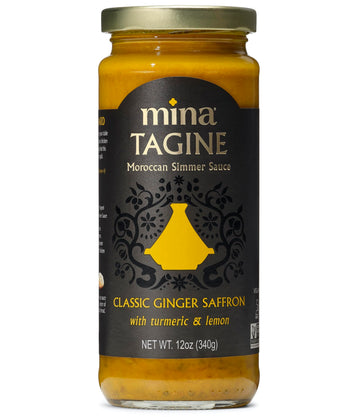Mina Tagine Moroccan Chicken Simmer Sauce, 12 oz - Classic Ginger Saffron Made with Turmeric, Lemon & Olive Oil, Tagine Seasonin
