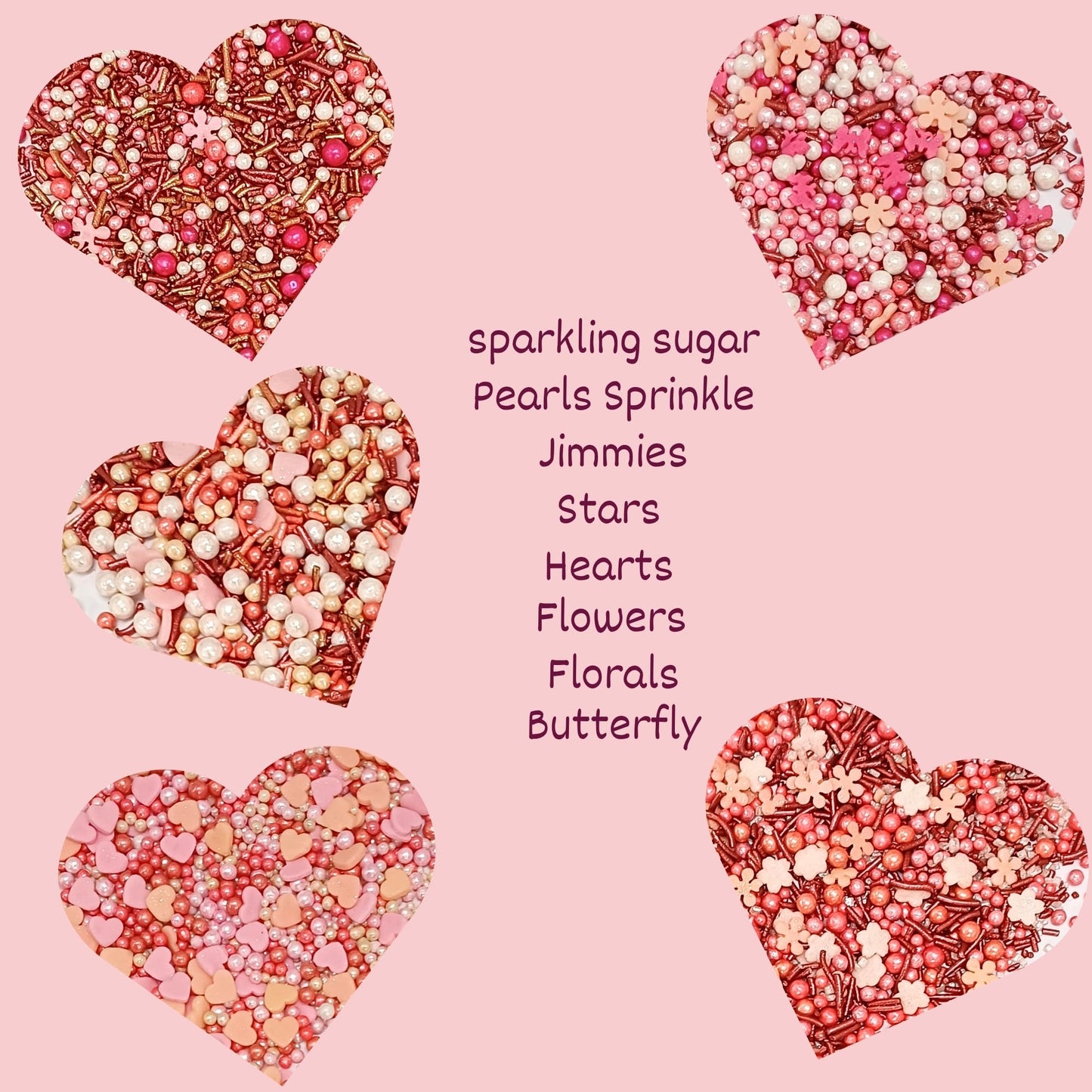 Confect Pink, White & Silver Pearl Heart Sprinkles Mix - Edible Cake, Cupcake & Cookie Decorations - Birthday & Celebration Baki