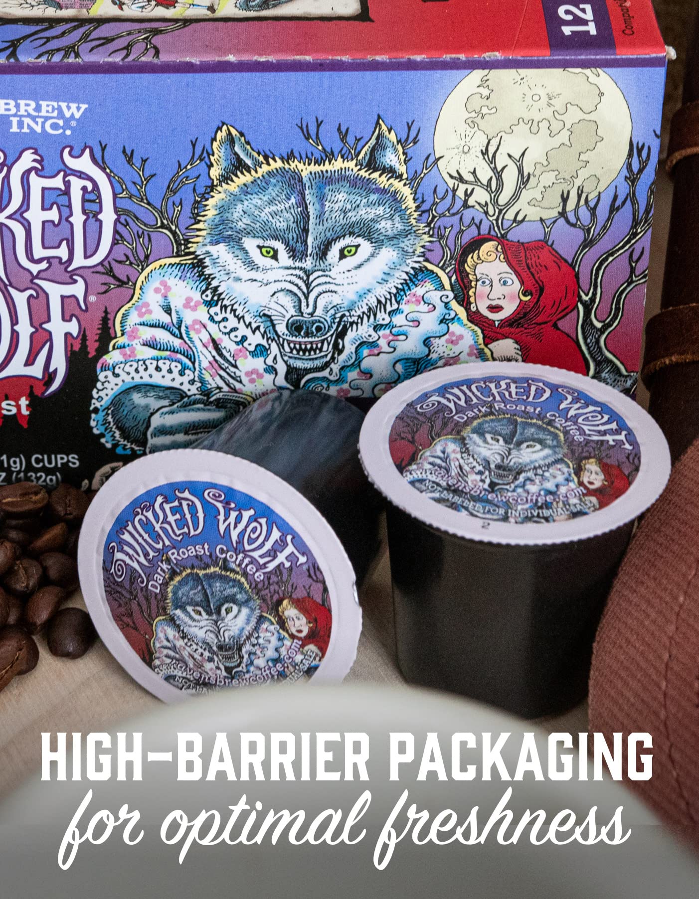 Ravens Brew Coffee Dark Roast K-Cup Compatible Pods - Wicked Wolf 12 Count