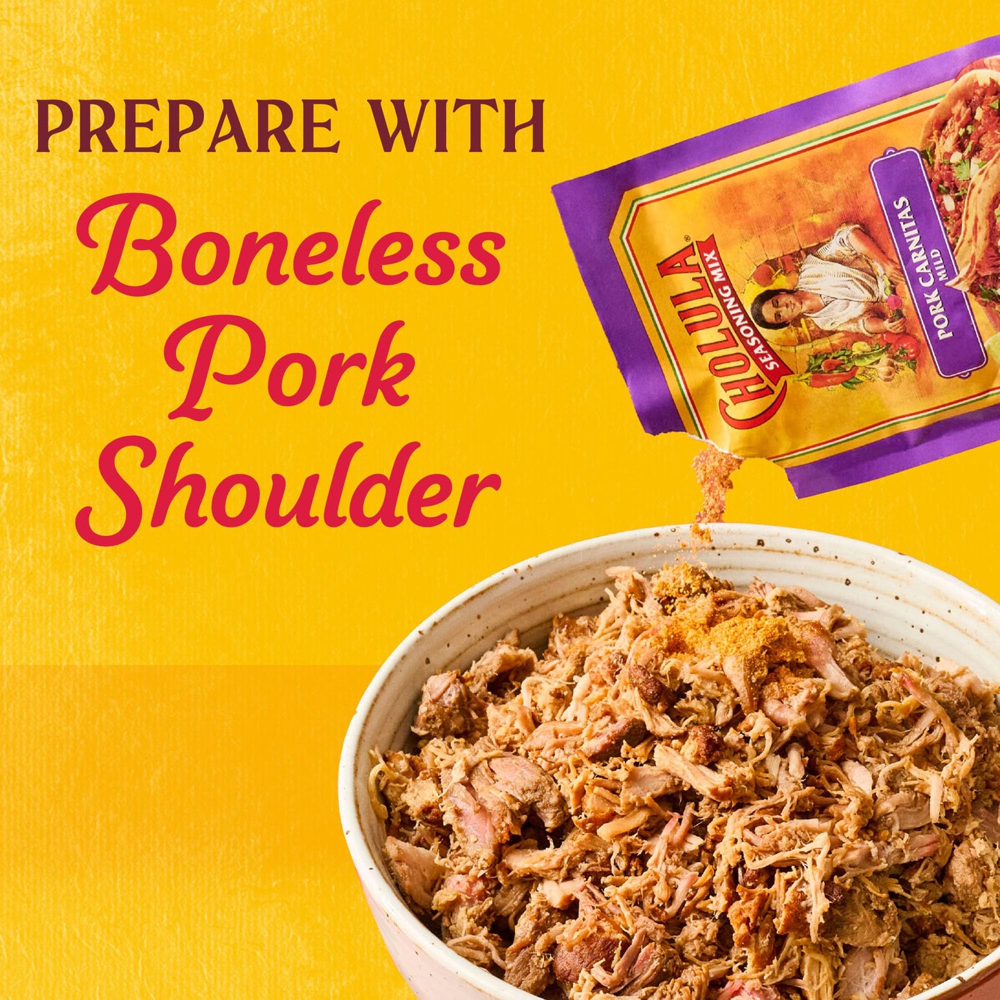 Cholula Seasoning Mix  Pork Carnitas  Mild Heat  For Tamales  Pulled Pork Tacos  Burrito Bowls  Dips and More  1.3 oz (Pack of 12)