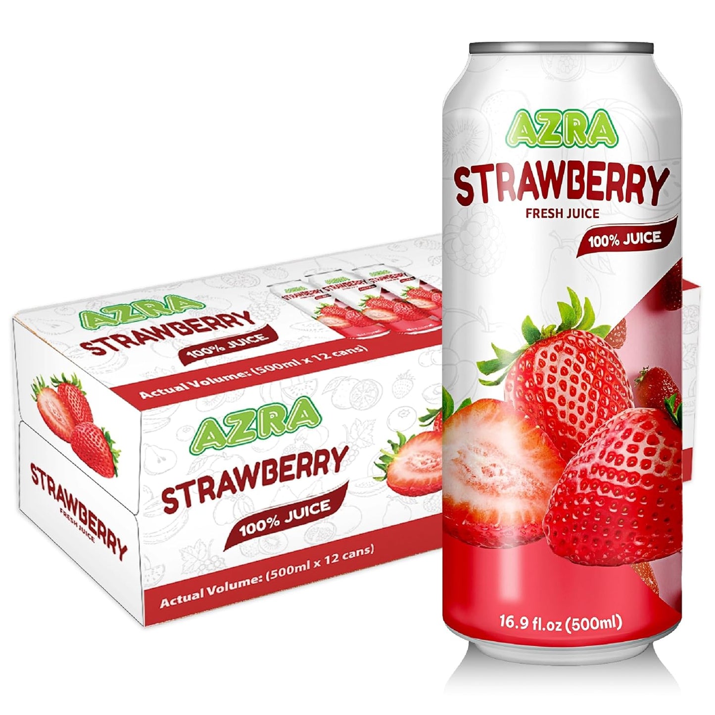 AZRA 100% Organic Juice – 500ml Cans, Zero Sugar Beverages Variety Pack for Healthy Kids & Adults