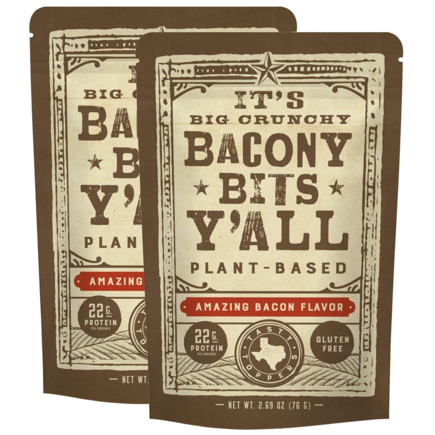 All Y alls Foods Plant Based Bacony Bits | Big and Crunchy Vegan Bacon Snacks | Non-GMO, Gluten Free, High Protein, Vegetarian 
