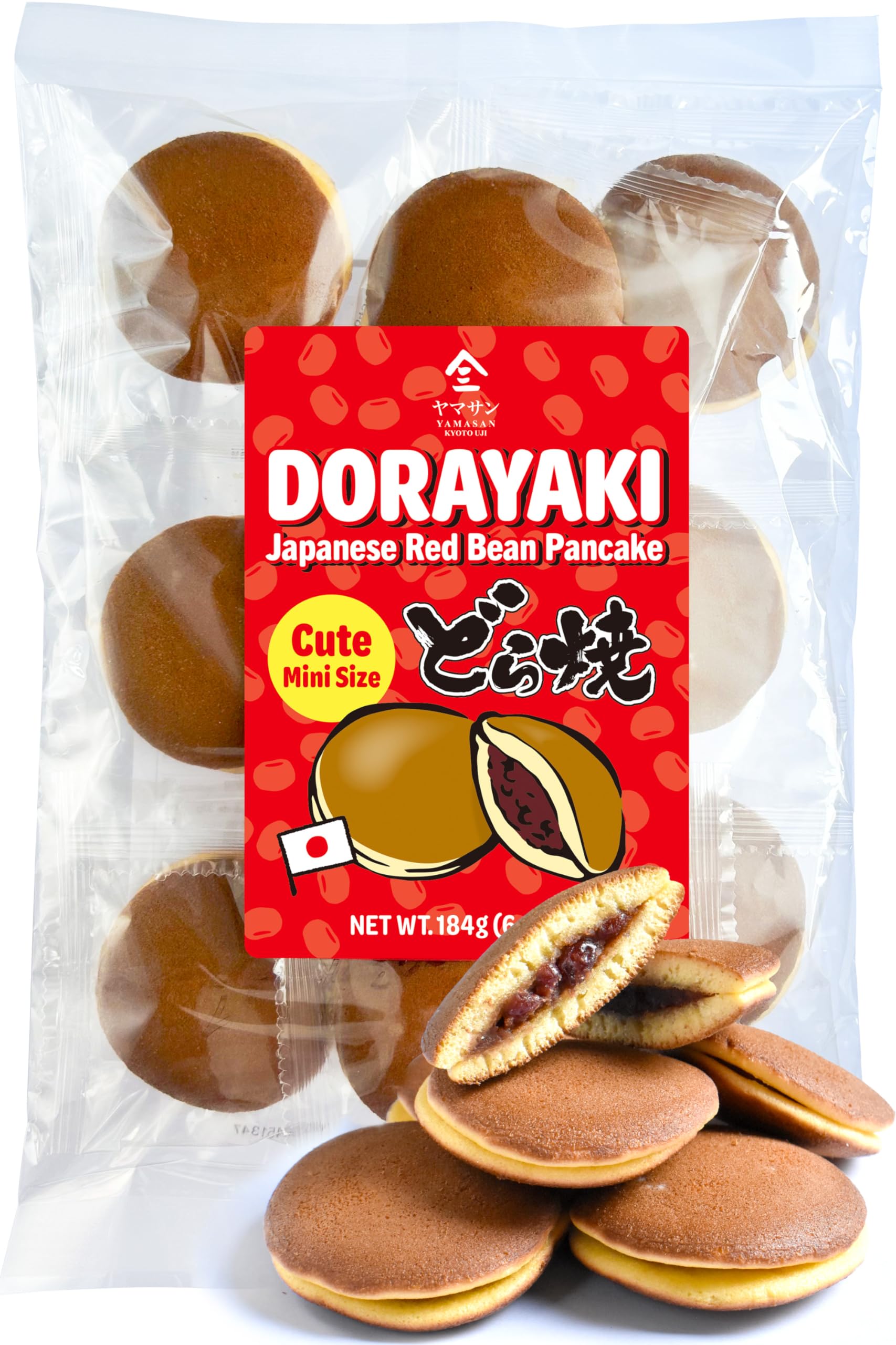 YAMASAN KYOTO UJI Dorayaki Japanese Red Bean Pancake, Traditional Japanese Wagashi Sweets, Cute Mini Size, Individually Wrapped,