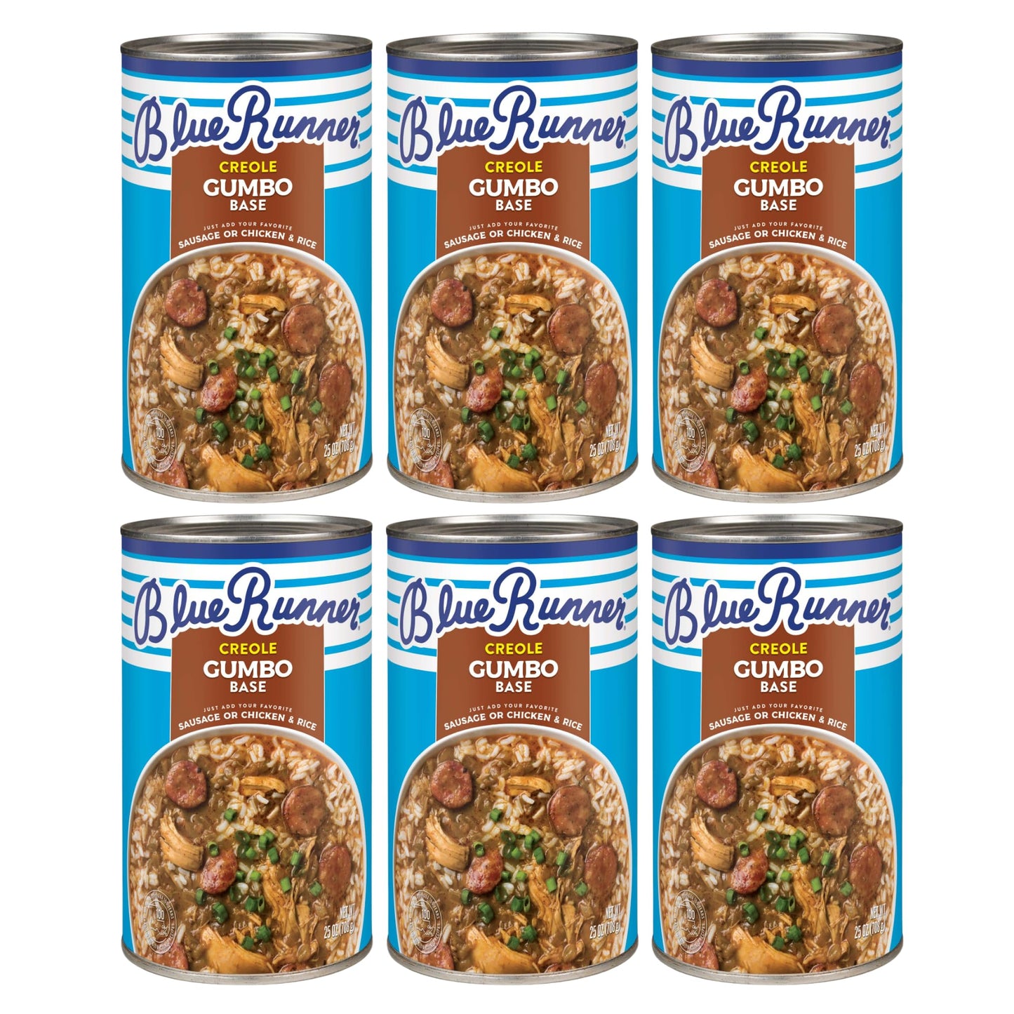 Blue Runner—Creole Chicken & Sausage Gumbo Base 25 Ounce (Pack Of 6)—A Rich, Flavorful & Authentic Creole Classic—Just Add Meat