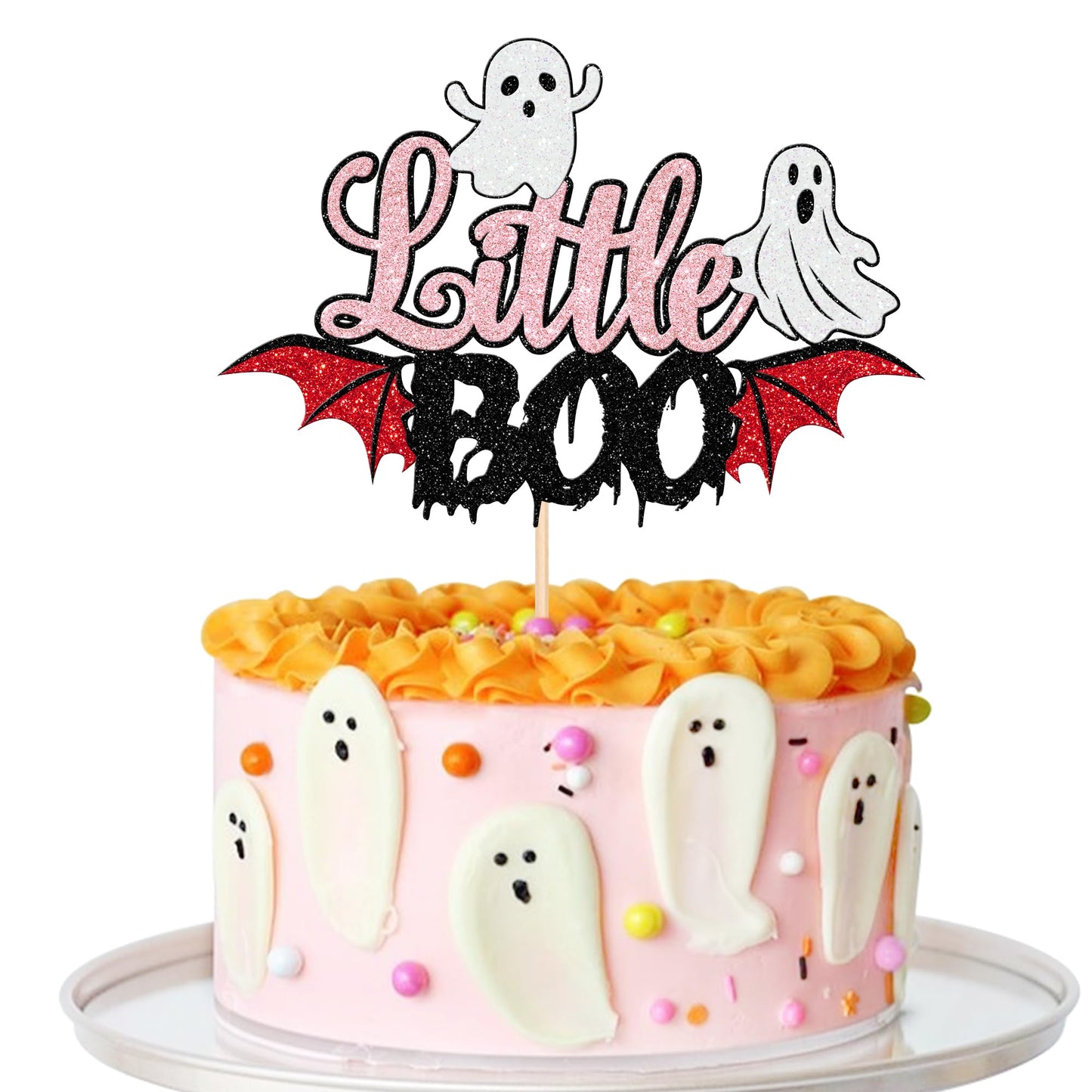 1 Pcs Halloween Little Boo Cake Topper Happy Boo Day Ghost Cake Pick Spooky Bat Ghost Halloween Cake Decoration For Little Boo T