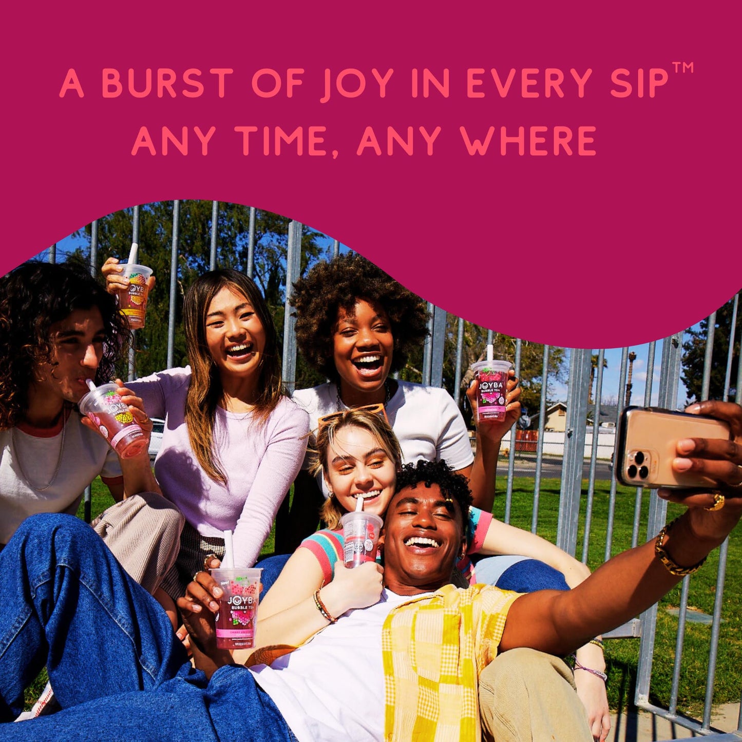Joyba Bubble Tea Raspberry Dragon Fruit Black Tea With Popping Boba, 4 Pack, 12 Fl. Oz. Cups
