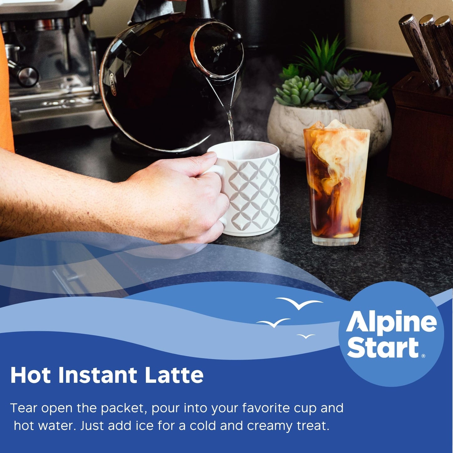 Alpine Start Instant Coffee Packets With Creamer Single Serve - Individual Latte Powder Mix From Arabica Coffee Beans With Non-Dairy Cream For Travel, Hiking, Backpacking (0.49 Oz) Box Of 5 Sticks