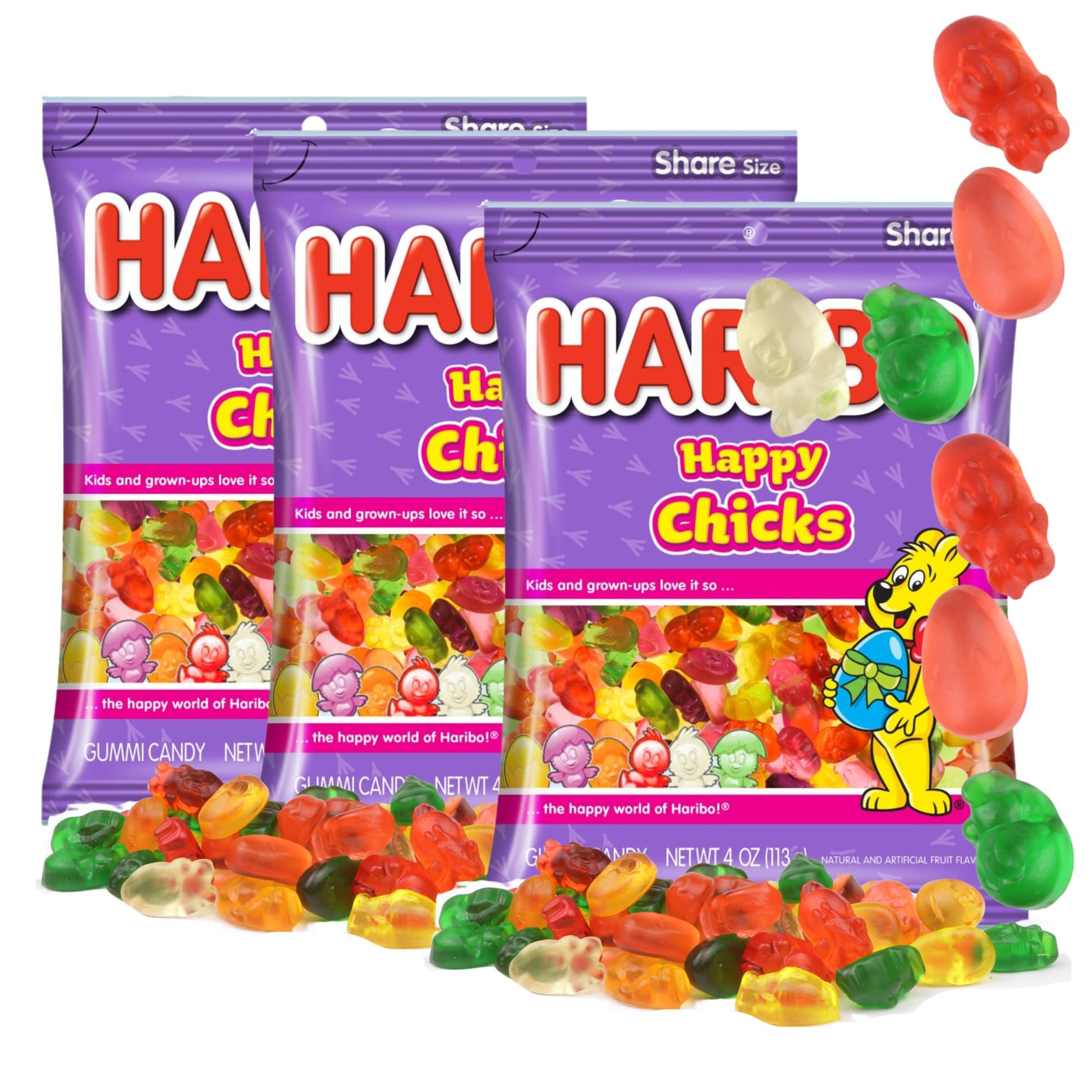 Sweetzo Easter Happy Chick Gummies, Fruit Flavored Candy, 4 Ounces, Pack of 3