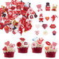 Rsstarxi Edible Valentines Day Cupcake Toppers, Heart Bear & Cupid Design, 72 Pack, Paper, Design 17