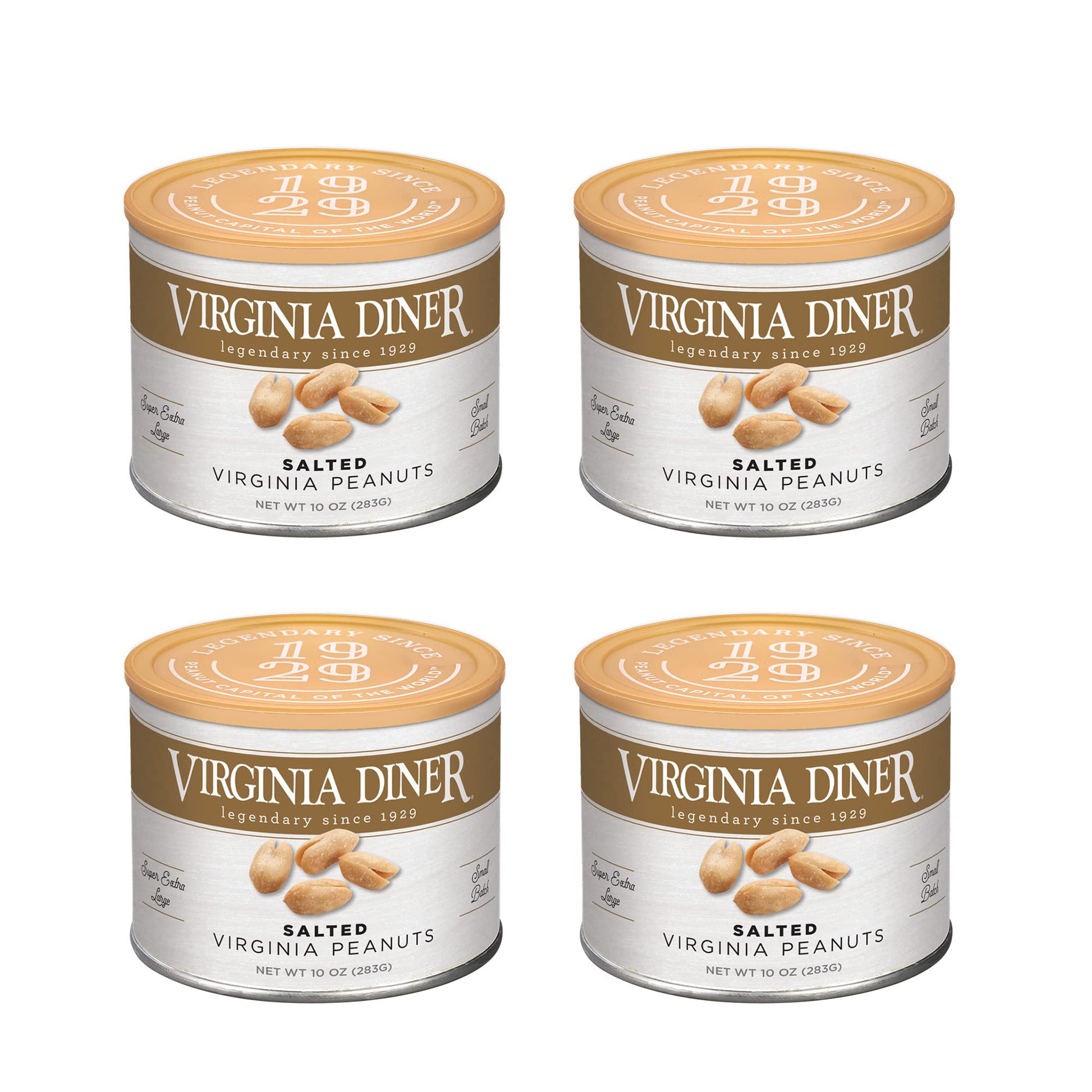 Virginia Diner All Natural Gourmet Virginia Nuts Blister Roasted Super Xl Peanuts Heart Healthy Snack or Gift 9oz (4 Pack) Salte