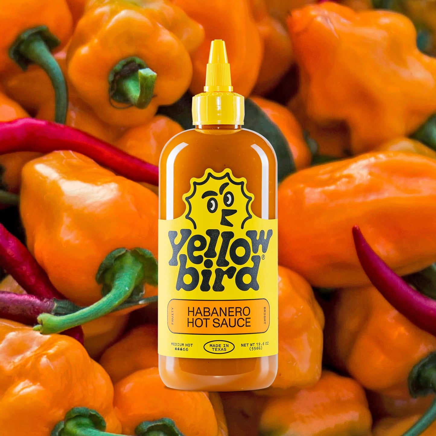 Yellowbird Classic Habanero Hot Sauce - Medium Hot - 19.6 oz Tabletop Size - Made in Texas - Model 211