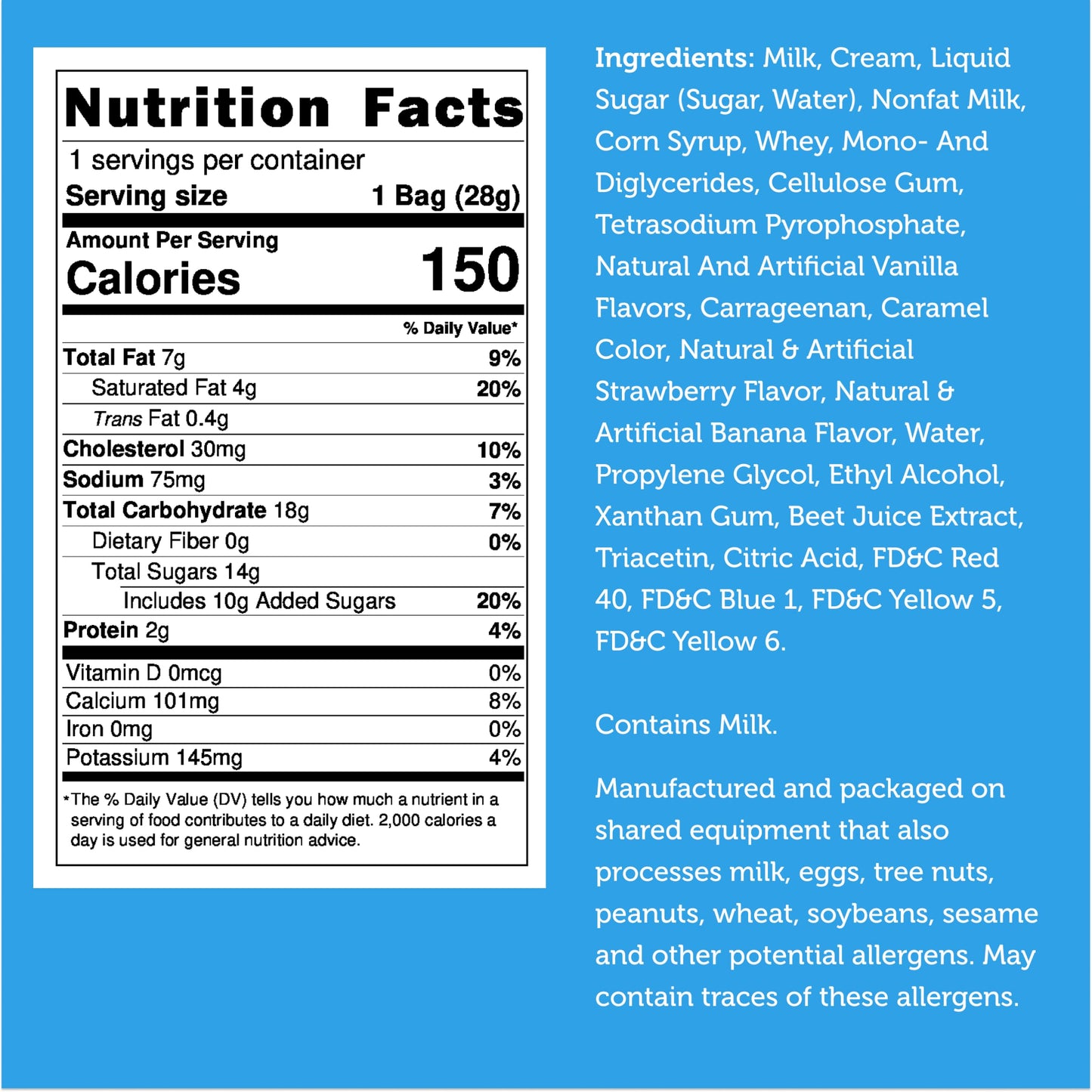 Arctic Farms Freeze Dried Ice Cream - Strawberry Banana - 1 Ounce - Does Not Melt