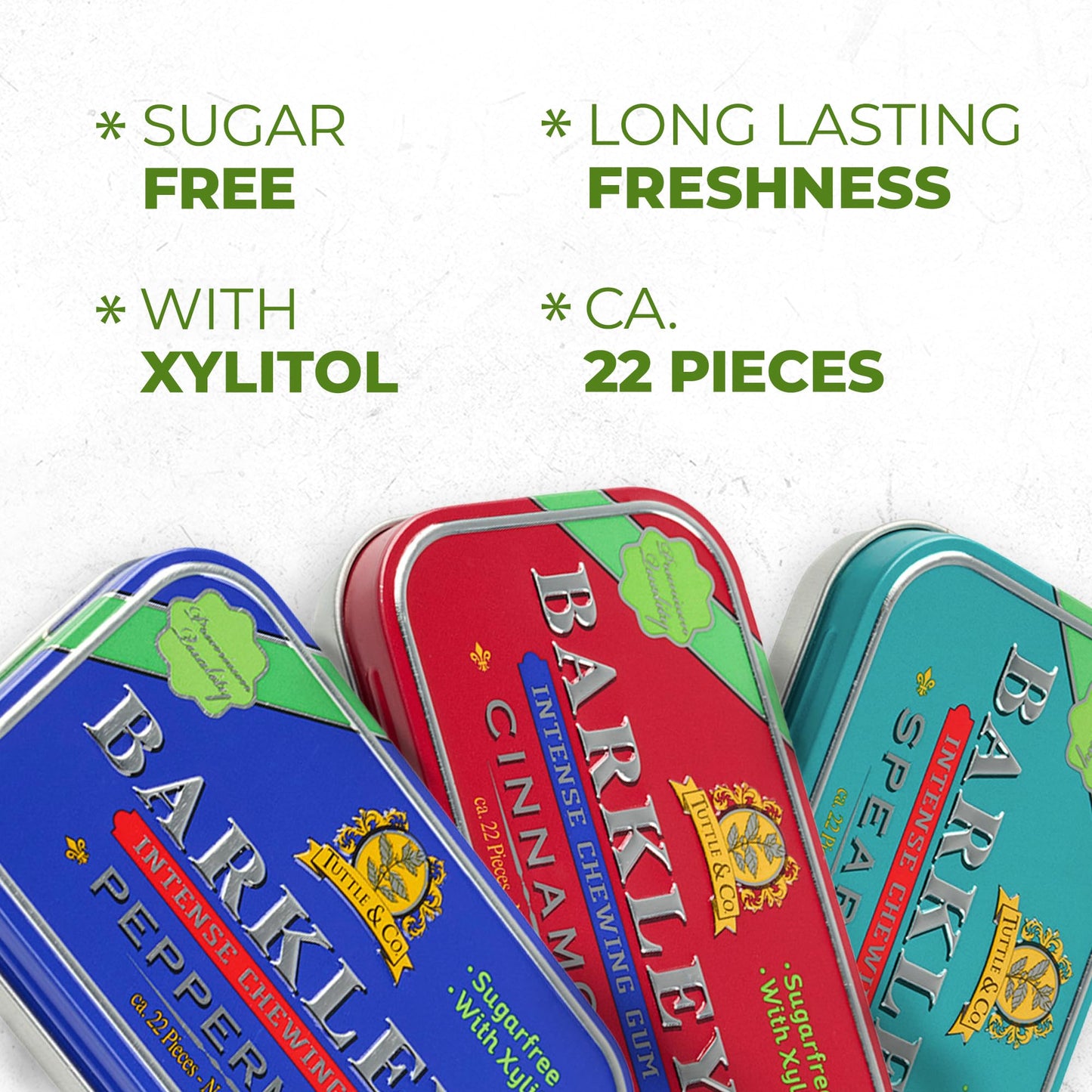 Barkleys Sugar Free Gum Variety Pack - Xylitol Gum Assortment of Peppermint, Spearmint & Cinnamon-Breath Refreshing & Long-lasti