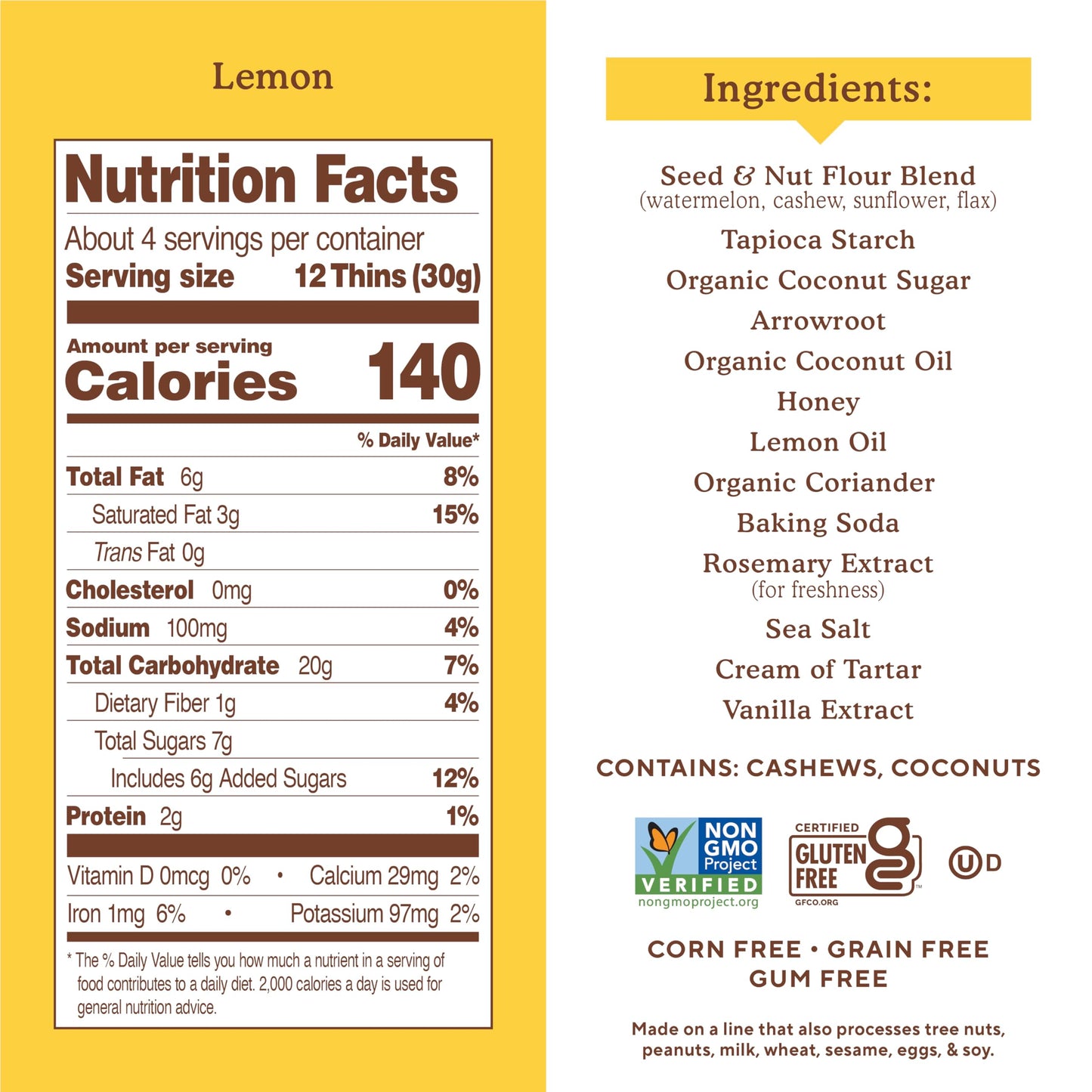 Simple Mills Lemon Seed & Nut Flour Sweet Thins, Paleo Friendly & Delicious Sweet Thin Cookies, Good For Snacks, Nutrient Dense, 4.25 Oz (Pack Of 1)