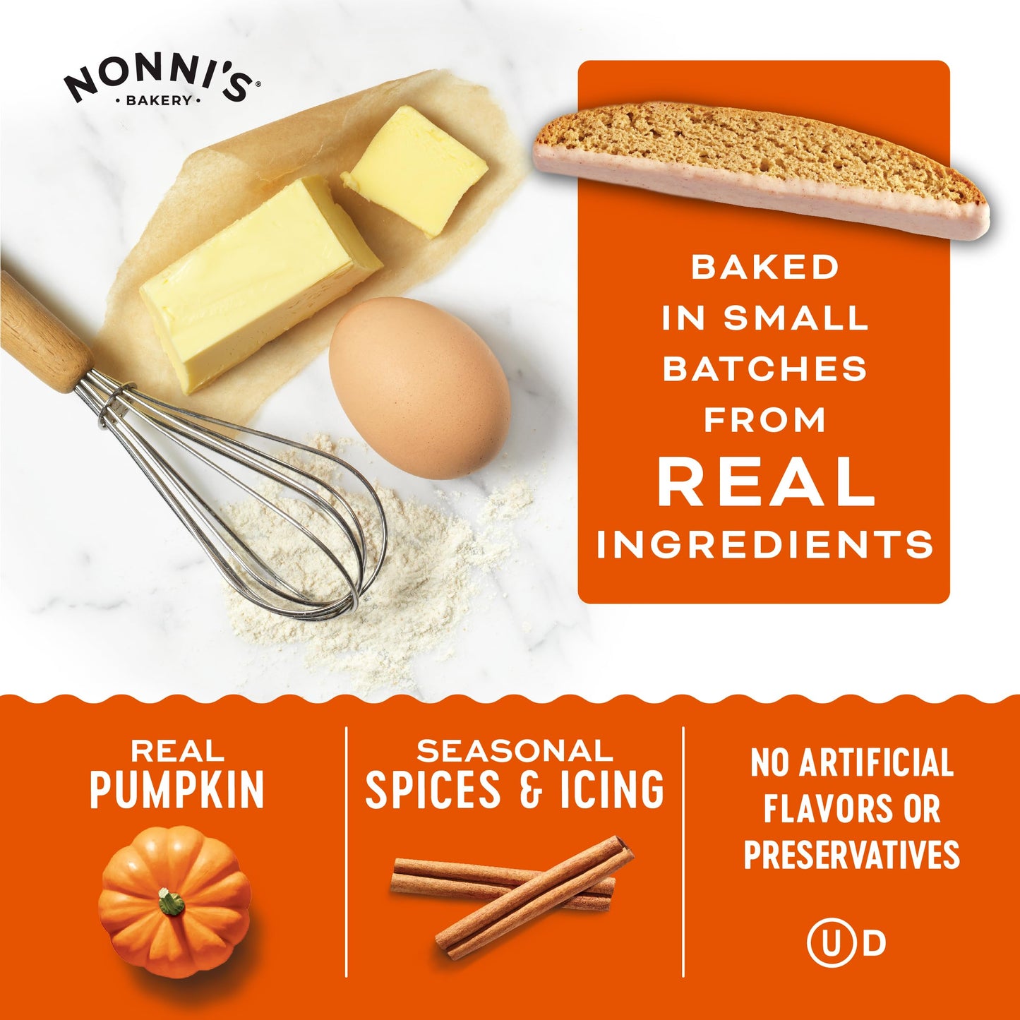 Nonnis Pumpkin Spice Biscotti Holiday Cookies - 6 Boxes Pumpkin Cookies - Pumpkin Biscotti w/Cinnamon Icing - Biscotti Individu