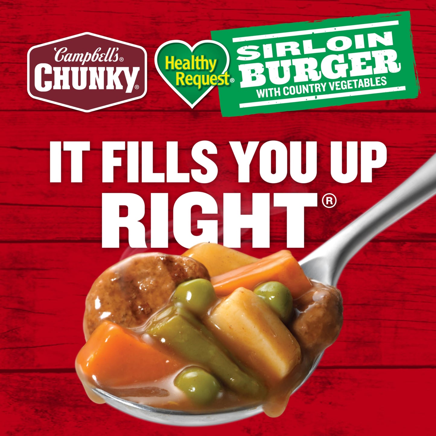 Campbells Chunky Healthy Request Soup, Sirloin Burger with Country Vegetable Beef Soup, 18.8 oz Can (Case of 12)