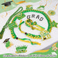 TKNOUS Graduation Ribbon Leis Kit, 10 Pcs Green Gold Candy Lei with Honor Cord, Class of 2025, Polyester, Model Lei-G