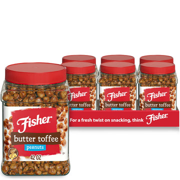 Fisher Snack Butter Toffee Peanuts, 42 Ounces (Pack of 6), No Artificial Colors or Flavors, 100% Recyclable